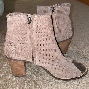Tom’s Perforated Suede Block Heel/Sandal Bootie